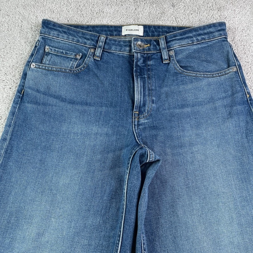 Everlane Jeans Womens 28 Blue Mid Way Wide Leg 5-Pocket Stretch Denim - Picture 2 of 14